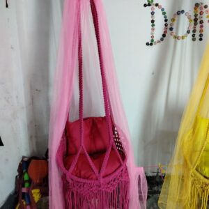 গোলাপি কালার  ১৮ ইঞ্চি দোলনা  মশারি সহ